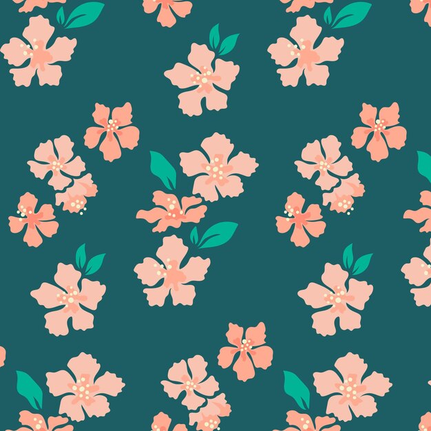 Hand drawn floral pattern in peach tones