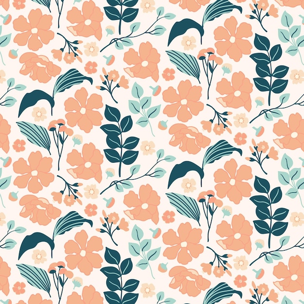 Free Vector hand drawn floral pattern in peach tones