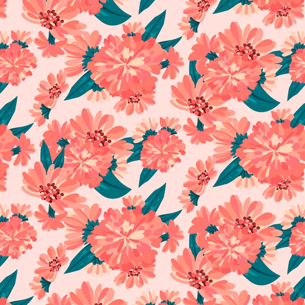 Free Vector hand drawn floral pattern in peach tones