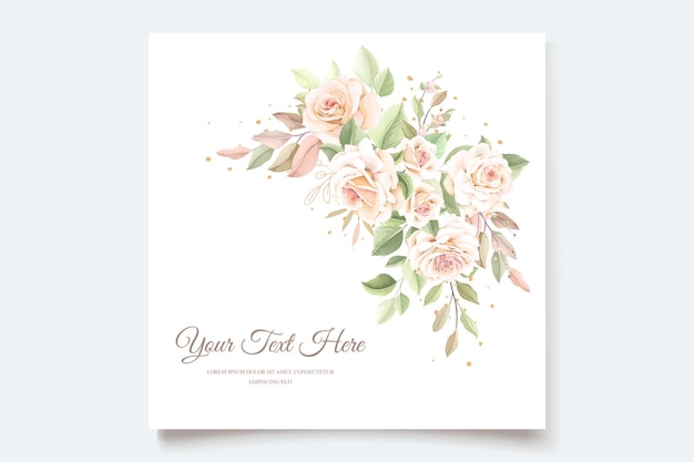 hand drawn floral roses wedding invitation card set