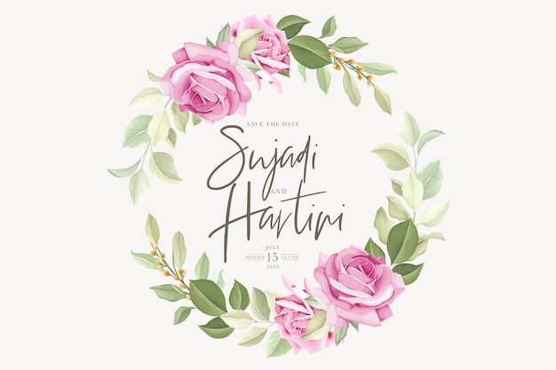 hand drawn floral roses wreath design