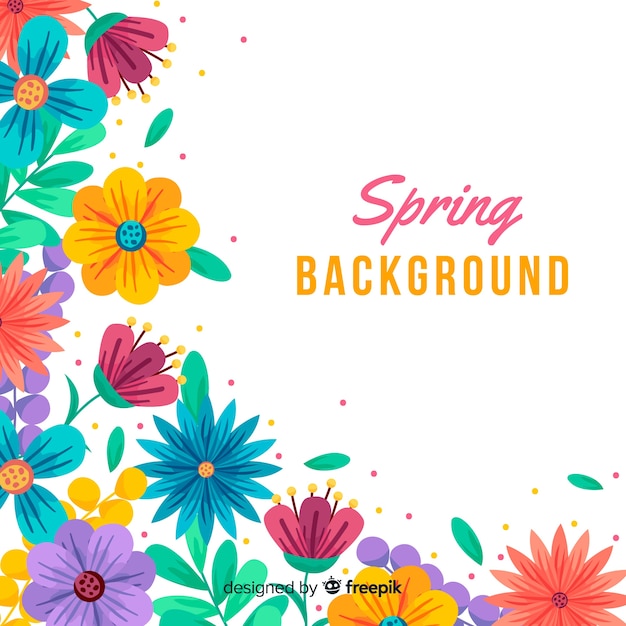 Hand drawn floral spring background