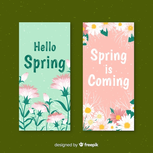 Hand drawn floral spring banner