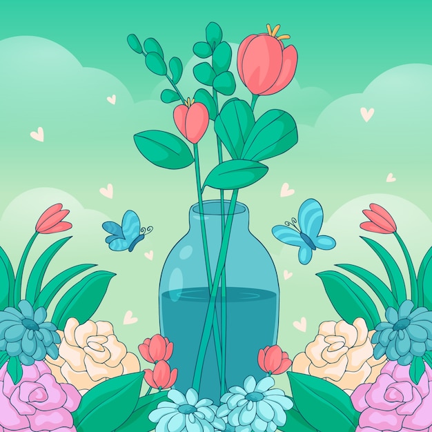 Free Vector hand drawn floral spring illustration