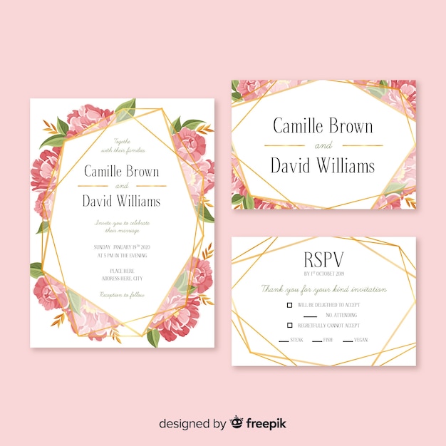 Hand drawn floral stationery template pack