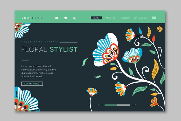 Hand drawn floral stylist landing page