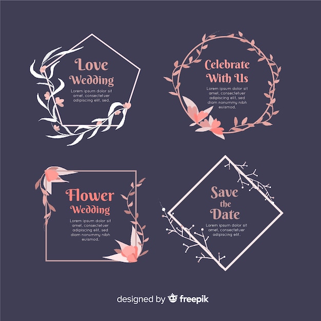 Hand drawn floral wedding badges