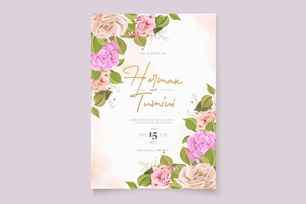 hand drawn floral wedding card set