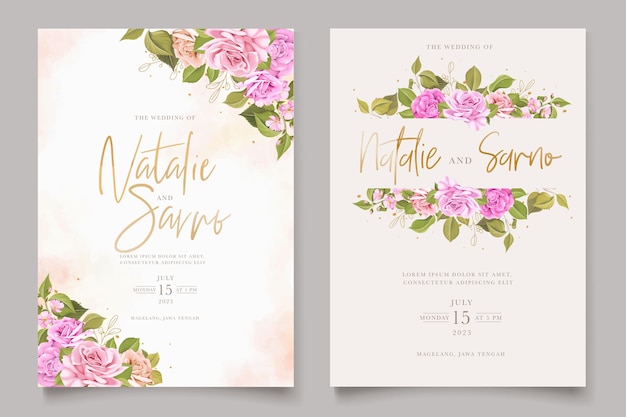 hand drawn floral wedding card set