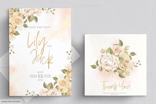 Hand drawn floral wedding invitation card set