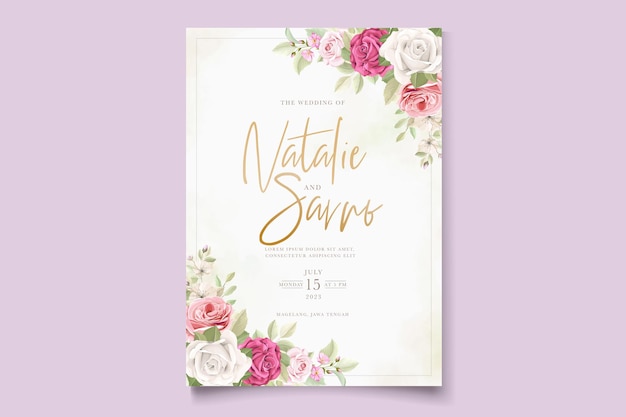 hand drawn floral wedding invitation card set