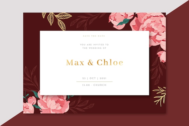 Free Vector hand drawn floral wedding invitation template