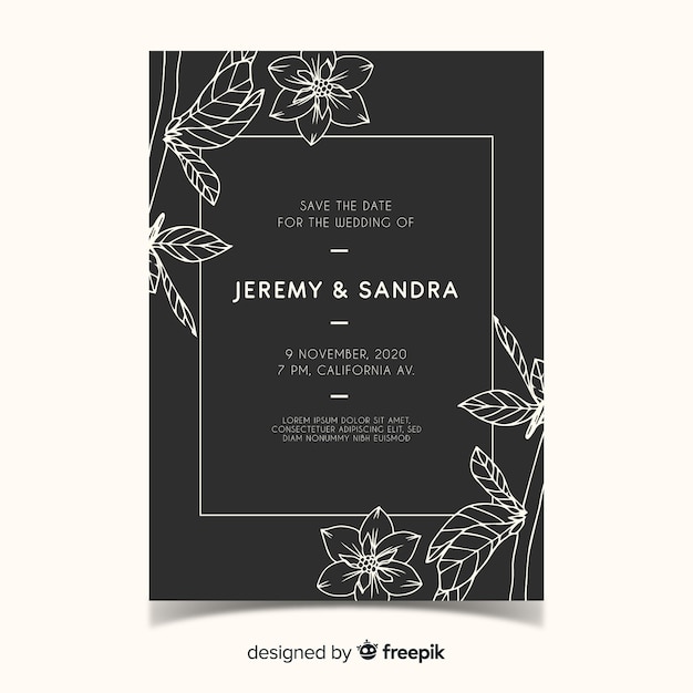 Free Vector hand drawn floral wedding invitation