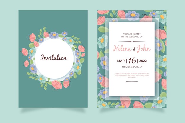 Hand drawn floral wedding invitation