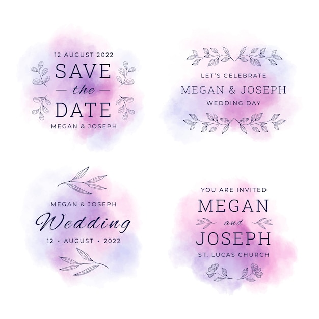 Hand drawn floral wedding labels collection