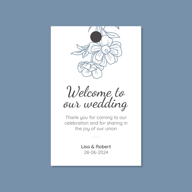 Free Vector hand drawn floral welcome to our wedding gift tag