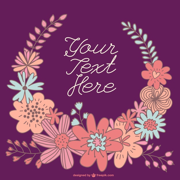 Hand-drawn floral wreath card template