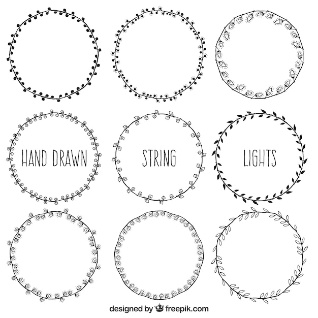 Hand drawn floral wreath collection