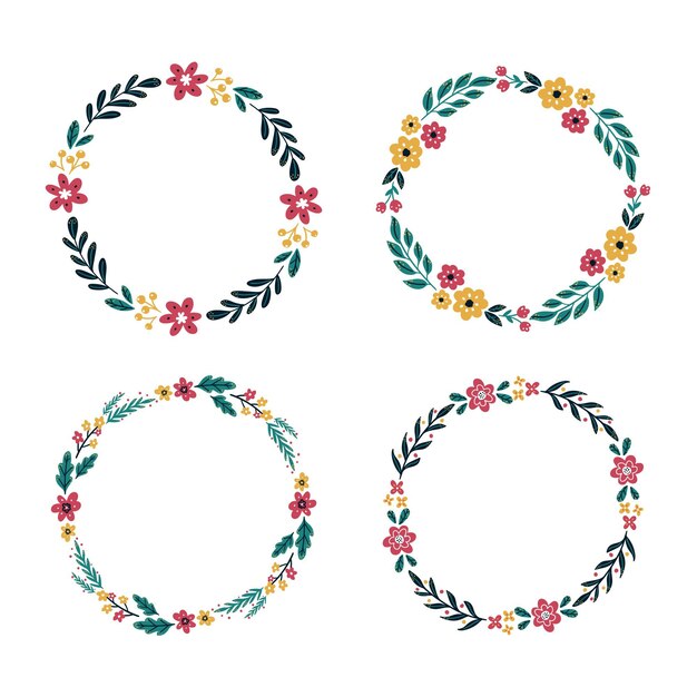 Hand drawn floral wreath collection