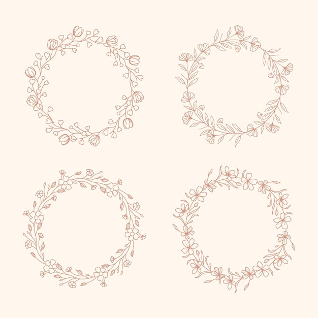 Hand drawn floral wreath collection