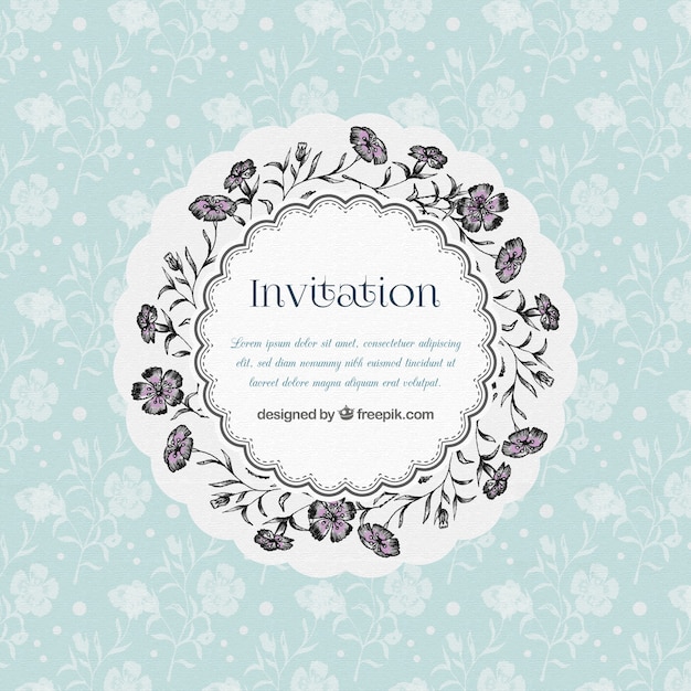 Hand drawn floral wreath invitation