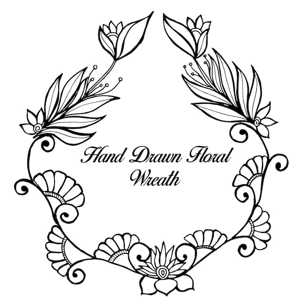 Hand drawn floral wreath