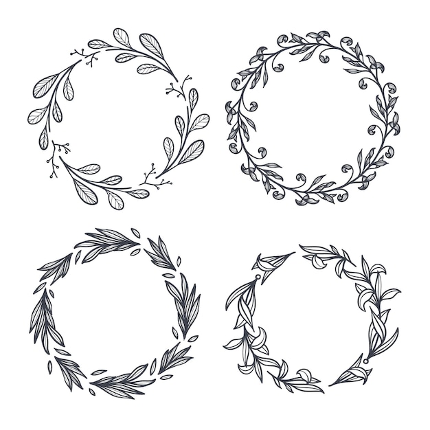 Hand drawn floral wreaths collection