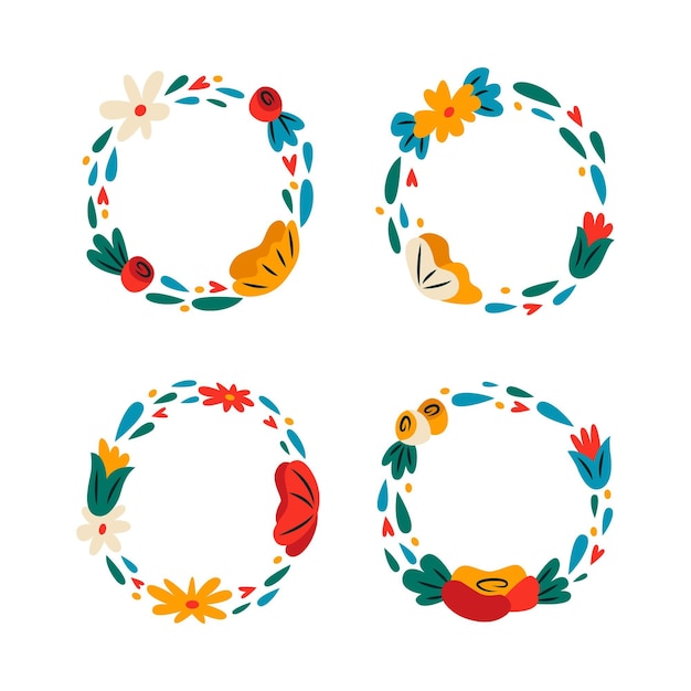 Hand drawn floral wreaths collection