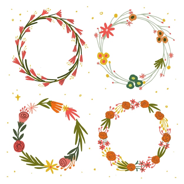 Hand drawn floral wreaths collection