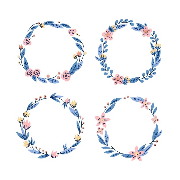 Hand drawn floral wreaths collection