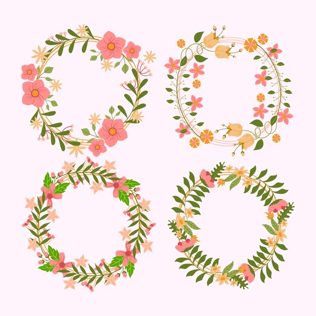 Hand drawn floral wreaths collection