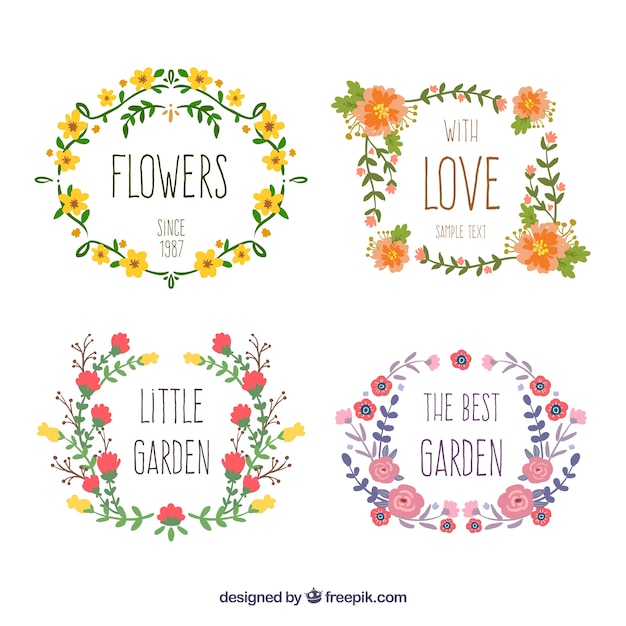 Hand drawn floral wreaths