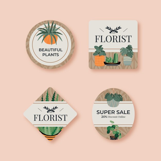 Hand drawn florist job labels template