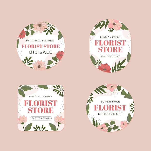 Hand drawn florist store labels