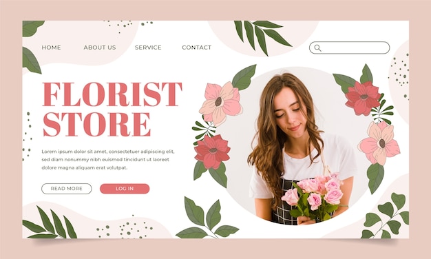 Hand drawn florist store landing page