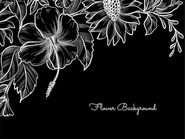 Hand drawn flower design on dark background 