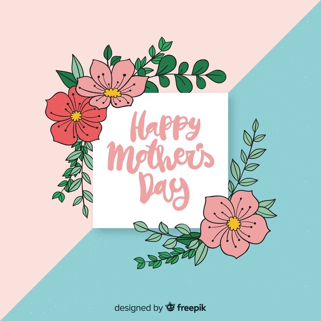 Hand drawn flower frame mother's day background