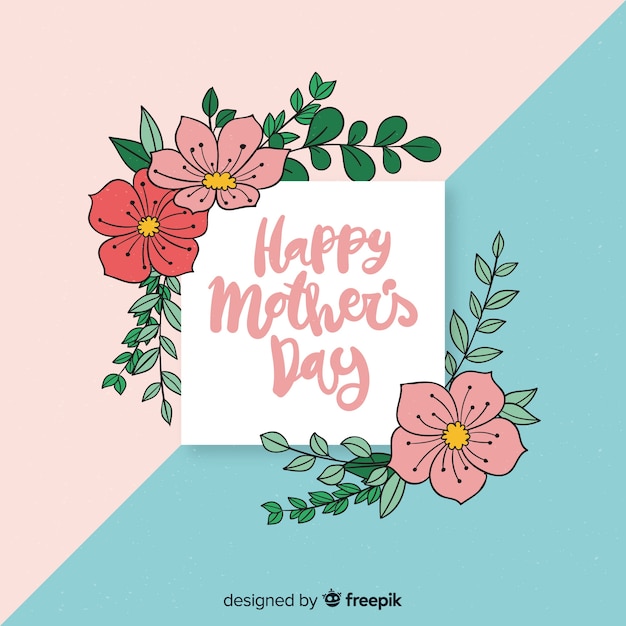 Hand drawn flower frame mother's day background