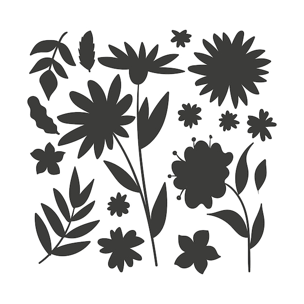 Free Vector hand drawn flower silhouettes illustration