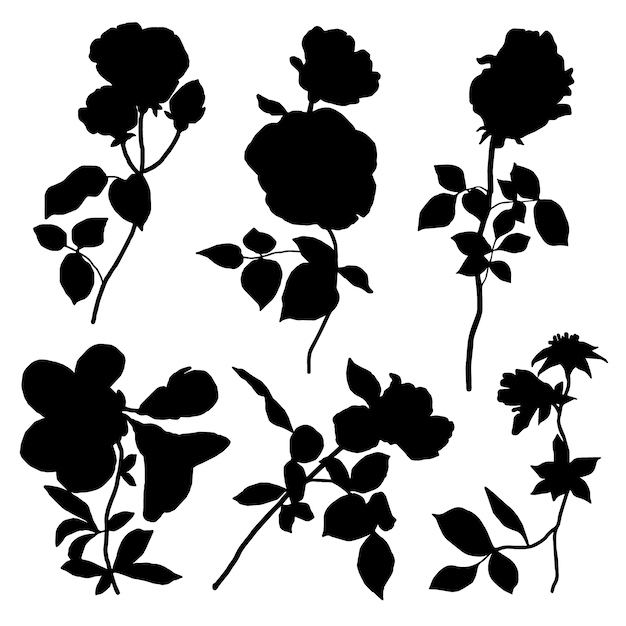 Free Vector hand drawn flower silhouettes illustration