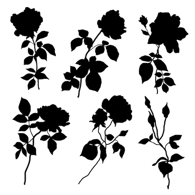 Hand drawn flower silhouettes illustration