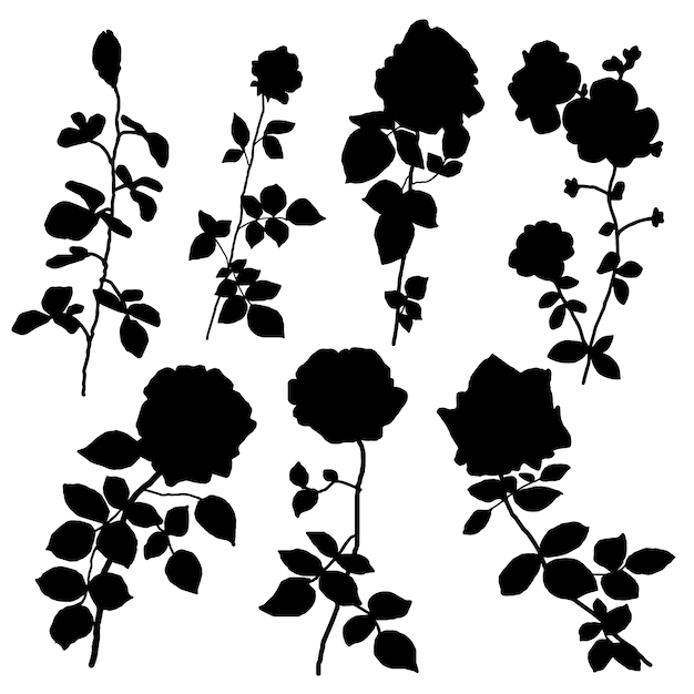 Hand drawn flower silhouettes illustration