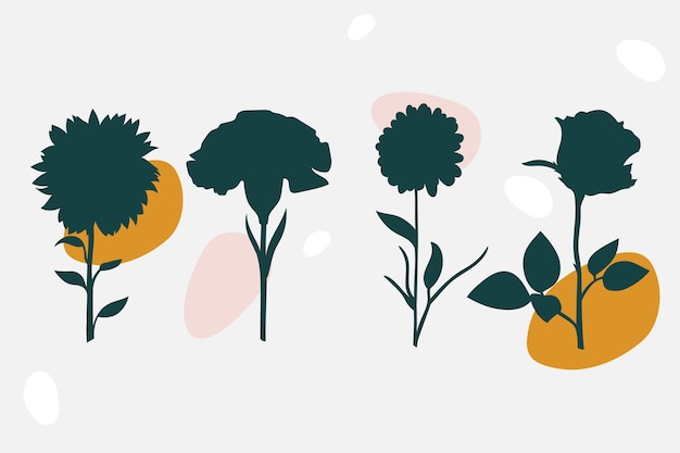 Free Vector hand drawn flower silhouettes illustration