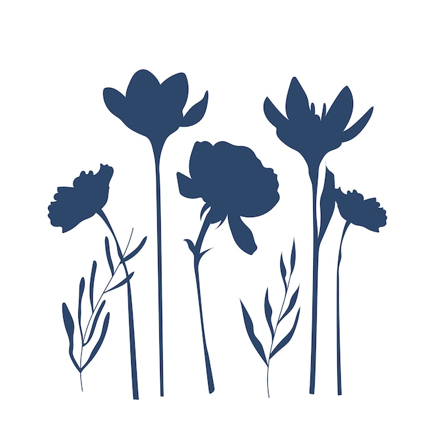 Free Vector hand drawn flower silhouettes illustration