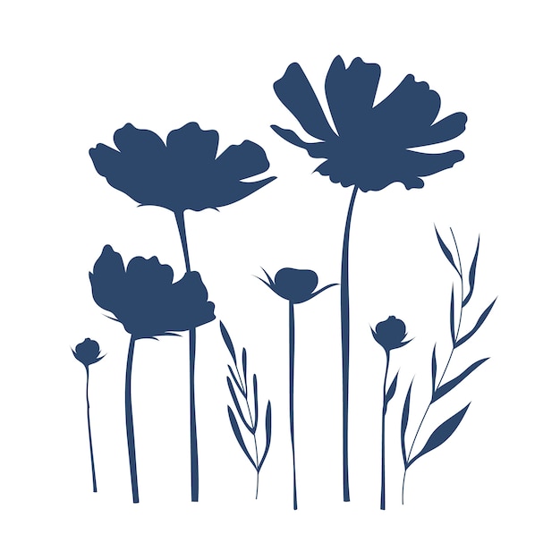 Hand drawn flower silhouettes illustration