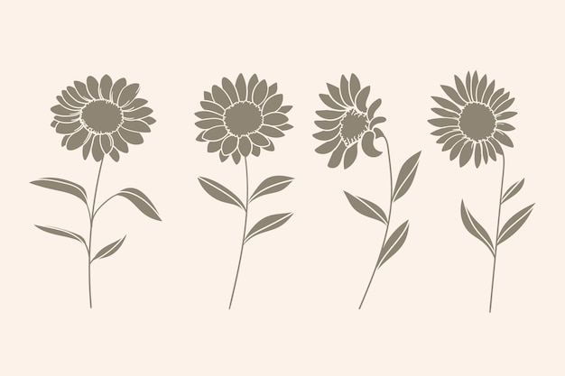 Free Vector hand drawn flower silhouettes illustration