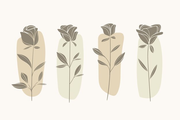 Hand drawn flower silhouettes illustration