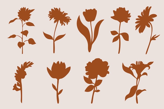 Hand drawn flower silhouettes