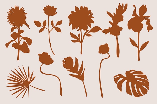 Hand drawn flower silhouettes