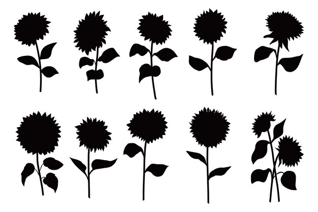 Hand drawn flower silhouettes